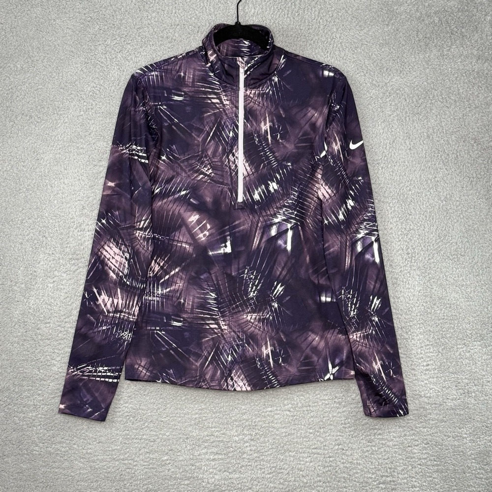 Nike Women's Pro Warm Top 1/2 Zip Running Fitness 835618 Purple Dri-Fit Medium